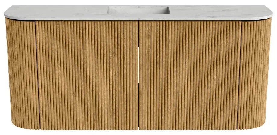 Mondiaz Joya DLux 95cm toiletmeubel ronding links/rechts oak met wastafel faye midden zonder kraangat opalo