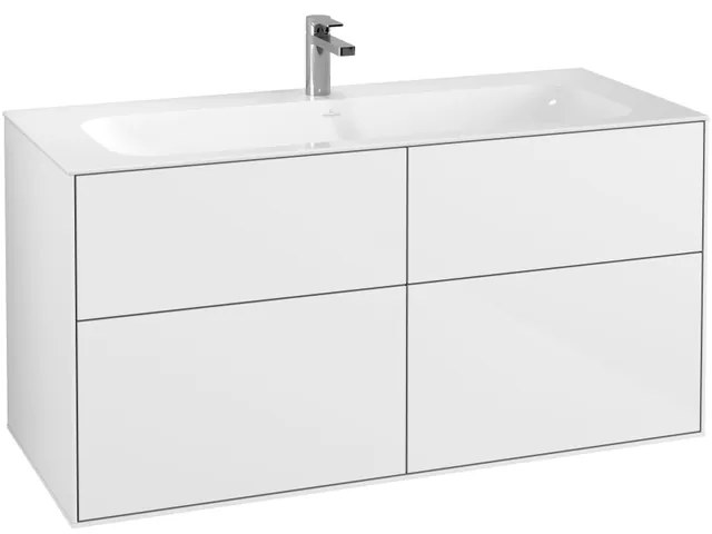 Villeroy & Boch Finion Wastafelonderkast - met verlichting - 4 uittrekladen - 1196 x 591 x 498 mm - Glossy White Lacquer G05000GF