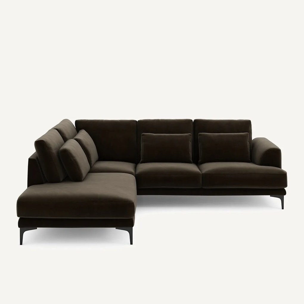 Linkse hoekbank met leuning in fluweel, Marsile