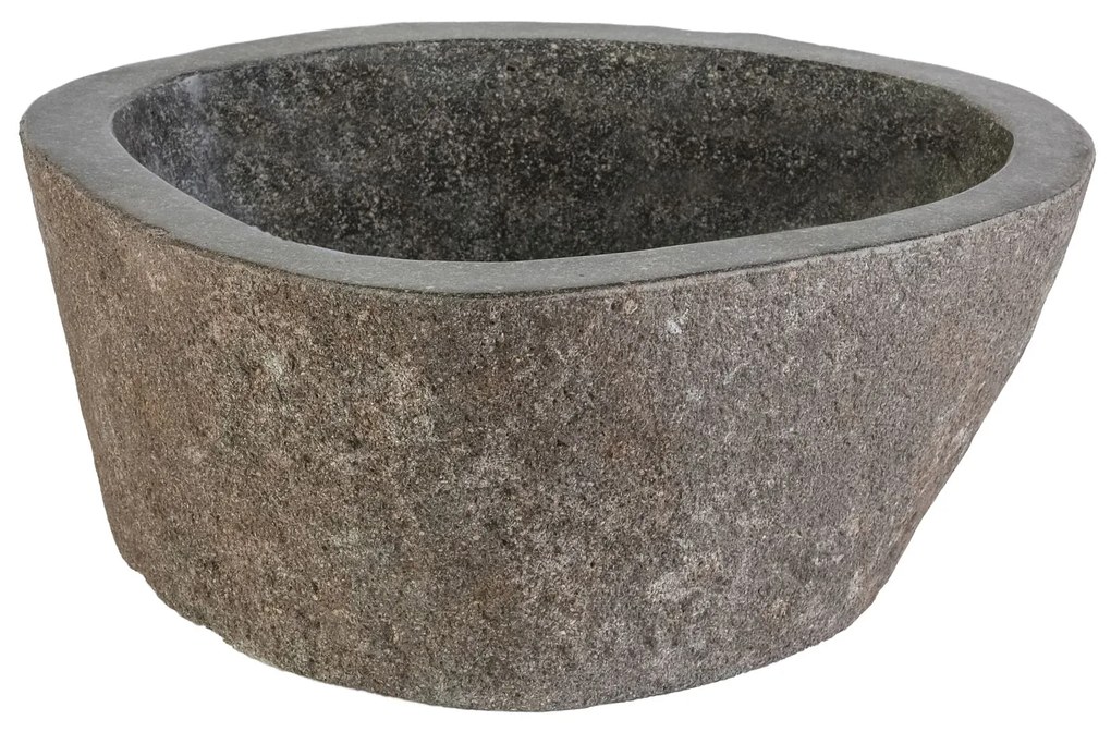 Sanigoods Anisa organische waskom riviersteen 30-35x15x3cm grijs