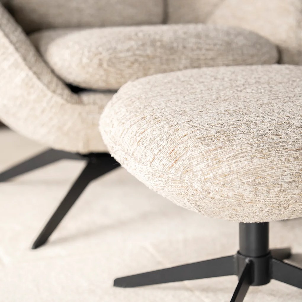 Draaibare Fauteuil Met Voetenbank Beige