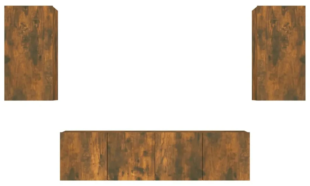 vidaXL 4-delige Tv-meubelset bewerkt hout gerookt eikenkleurig