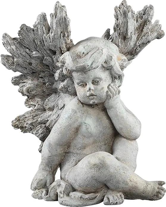 Angel Grey Beeld Angel - Sitting - Grijs L