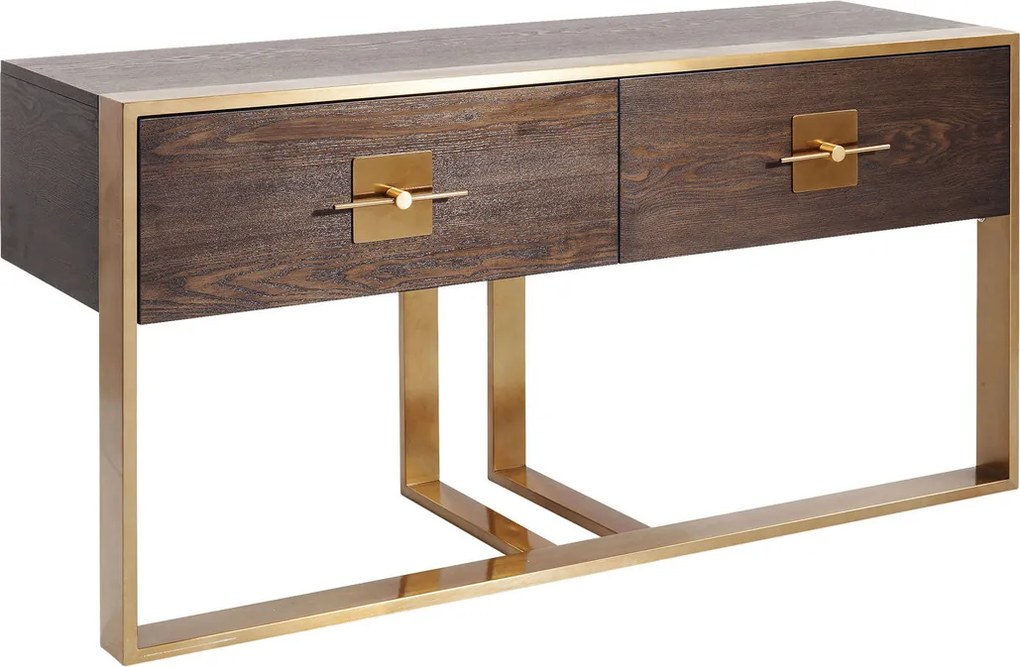 Houten Sidetable Met Messing - 148.6 X 45cm.