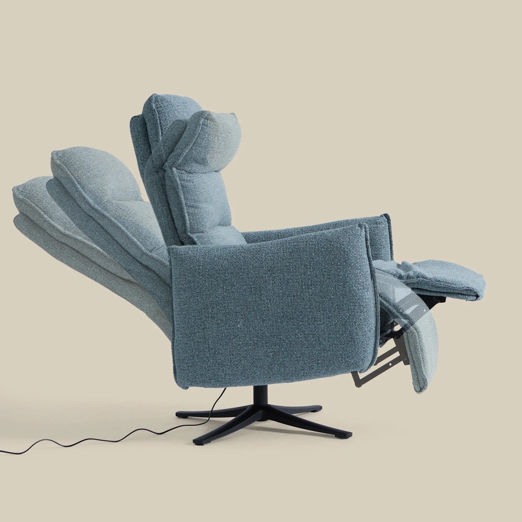 Elektrische Relaxfauteuil Stof Lichtblauw