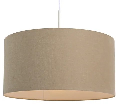 Landelijke hanglamp wit met lichtbruine kap 50cm - Combi