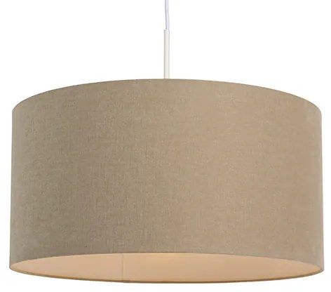 Stoffen Eettafel / Eetkamer Landelijke hanglamp wit met lichtbruine kap 50cm - Combi Modern E27 rond Binnenverlichting Lamp