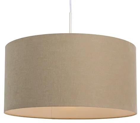 Stoffen Eettafel / Eetkamer Landelijke hanglamp wit met beige kap 50cm - Combi Modern E27 rond Binnenverlichting Lamp