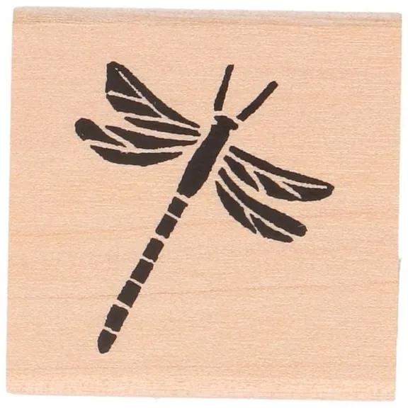 Stempel, berkenhout, libelle, 3,5 x 3,5 cm