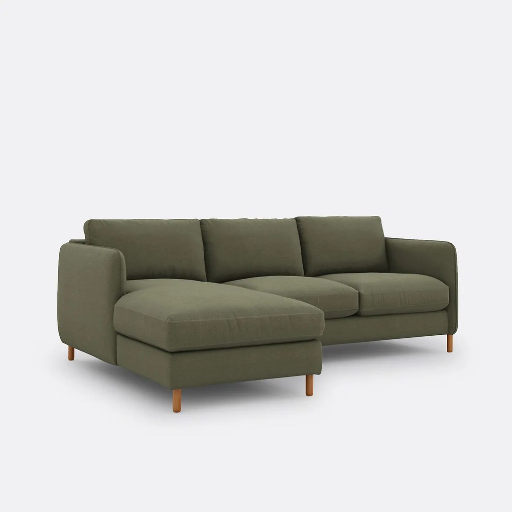 Hoekbank links, converteerbaar, 4 zits, in polyester, LOMÉO