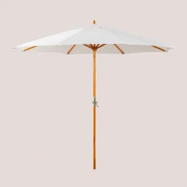 Houten en stoffen parasol (Ø290 cm) Cretas Gardenia Wit - Sklum