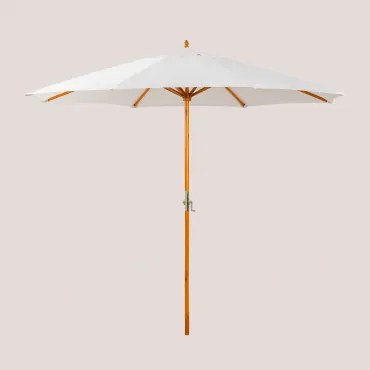 Parasol In Stof En Hout Ø290 Cm Cretas Gardenia Wit - Sklum