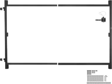 VEVOR poortset geschikt voor openingen van 1016 tot 1829 mm breed, verstelbare ijzeren poortframeset, doorhangbestendige poortframeset met nachtschootslot en schroeven, voor houten schuttingen, zwart