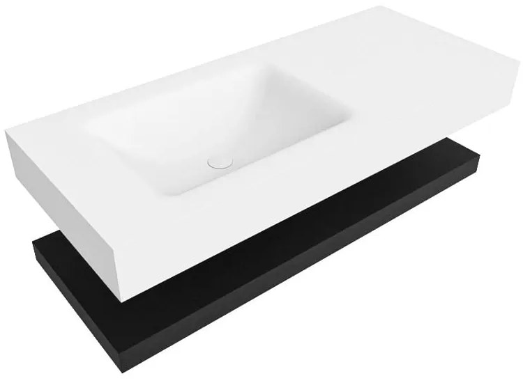 Zaro Alan badmeubel 110cm met planchet urban en vrijhangende wastafel cloud links 1 kraangat talc