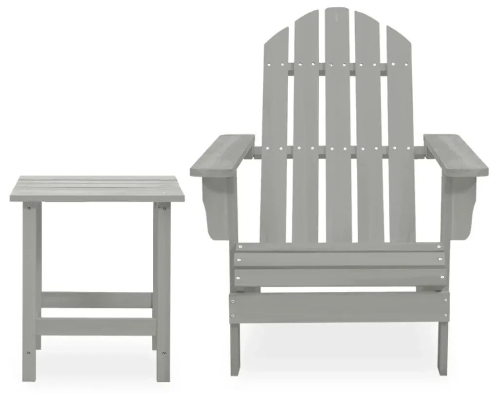vidaXL Tuinstoel Adirondack met tafel massief vurenhout grijs