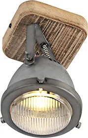 Smart spot staal met hout incl. WiFI GU10 verstelbaar - Emado