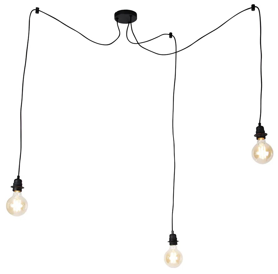 Smart hanglamp met dimmer zwart 3-lichts incl. Wifi G95 - Cava Modern Minimalistisch rond Binnenverlichting Lamp