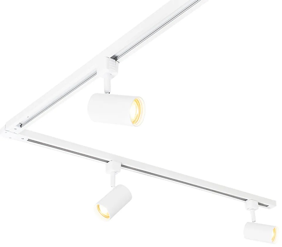 Modern railsysteem met 6 Spot / Opbouwspot / Plafondspots wit 1-fase 300cm - Iconic Jeana Modern GU10 rond Binnenverlichting Lamp