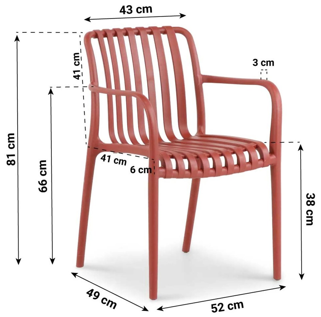Tuinset 6 personen 210 cm Kunststof Rood Domani Furniture Vento/Weston