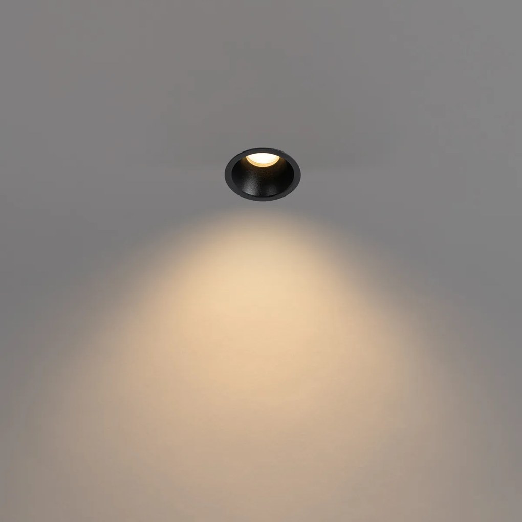 Set van 6 inbouwspots zwart GU10 35mm IP44 - Dept