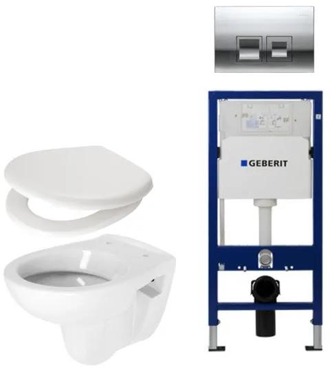 Plieger Compact toiletset compleet met inbouwreservoir, compacte toiletpot wit, zitting en bedieningsplaat Delta 50 mat chroom
