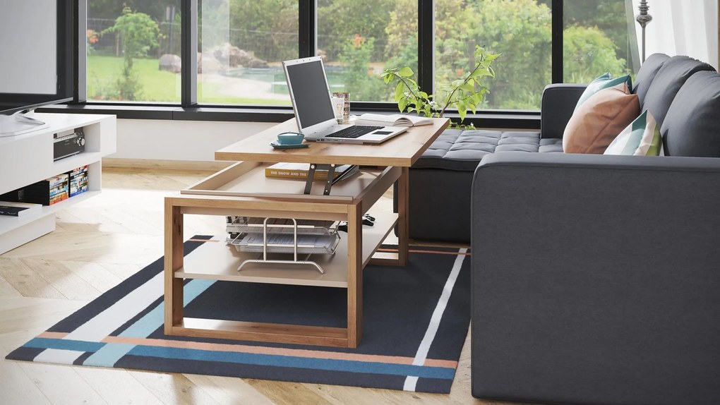 NUO eiken artisan / beige, salontafel