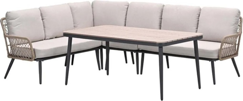 Garden Impressions Kalibo hoek lounge dining set 4-delig - donker grijs