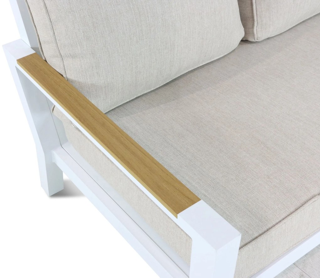 Hoek loungeset 5 personen Aluminium/Polywood (teakfinish) Wit Lifestyle Garden Furniture Bilbao