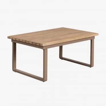 Salontafel Voor De Tuin Rechthoekig 90x60 Cm Van Aluminium En Acaciahout Giselle Grijs – Taupe - Sklum