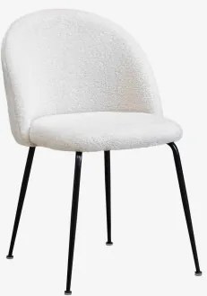 Kana Design Gestoffeerde Eetkamerstoelen Van Staal, Set Van 2 Zwart & Chenille White & Teddystof - Sklum