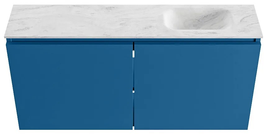 Mondiaz Ture DLux toiletmeubel 100cm jeans met wastafel opalo rechts zonder kraangat