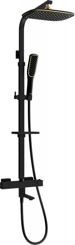 Mexen CQ49 bad-doucheset met regendouche en thermostatische kraan, zwart/goud - 779104995-75