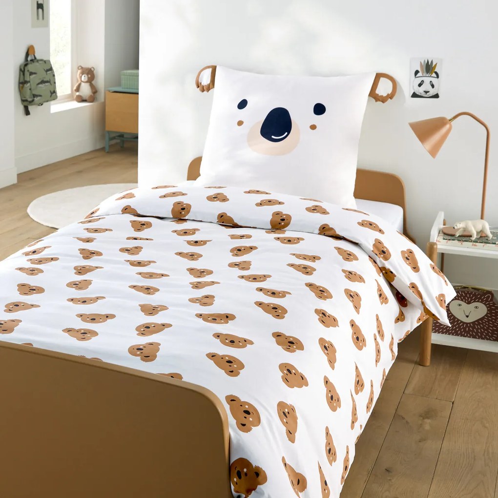 Kinderbeddelenset 50% gerecycled katoen, vierkant kussensloop, KOALA