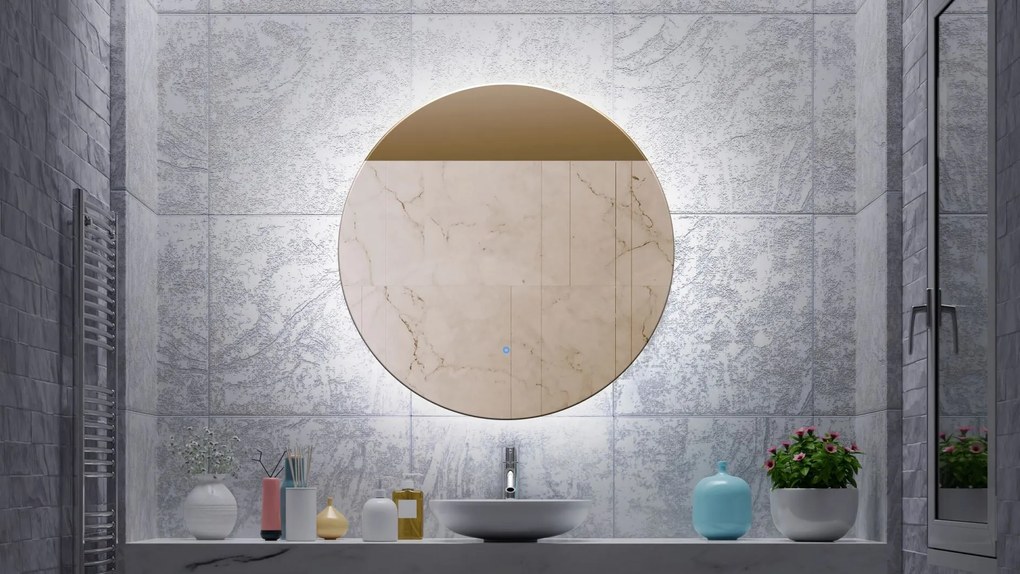 Gliss Design Oko koperen spiegel met LED-verlichting en verwarming 80cm