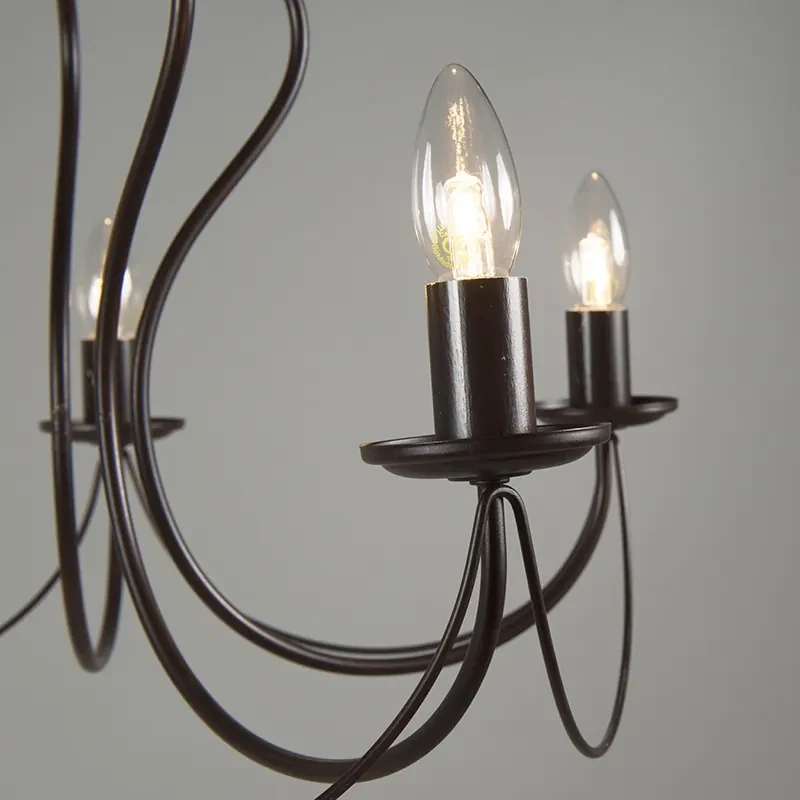 Eettafel / Eetkamer Klassieke kroonluchter roestbruin met kapjes wit - Como 5 Landelijk / Rustiek E14 rond Binnenverlichting Lamp