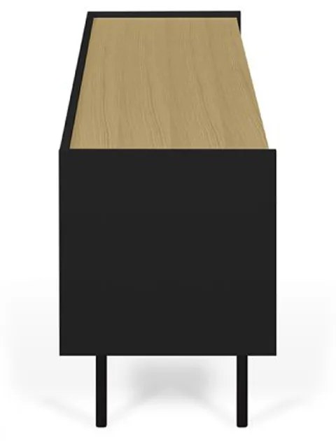 TemaHome Radio Zwart Tv-meubel Met Eiken Blad - 160x43x60cm.