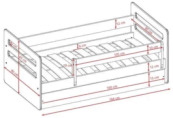 Peuter Roze Eenpersoonsbed Kami - Voor kinderen Kinderen Peuter Junior 5056231742054 Children's Beds Home, 160x80, Ja, Geen Children's Beds Home Meube