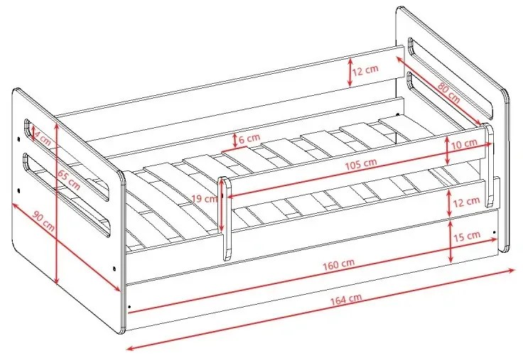 Peuter Wit  Eenpersoonsbed Kami - Voor kinderen Kinderen Peuter Junior 5056231742191 Children's Beds Home, 160x80, Ja, Matras van schuim/kokosvezel va