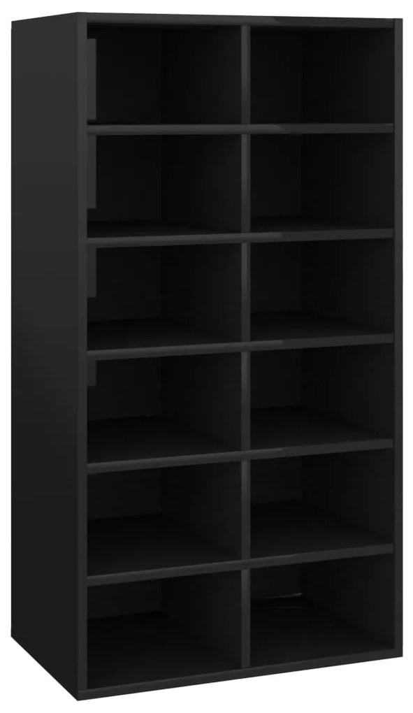 vidaXL Schoenenrek 54x34x100,5 cm bewerkt hout hoogglans zwart