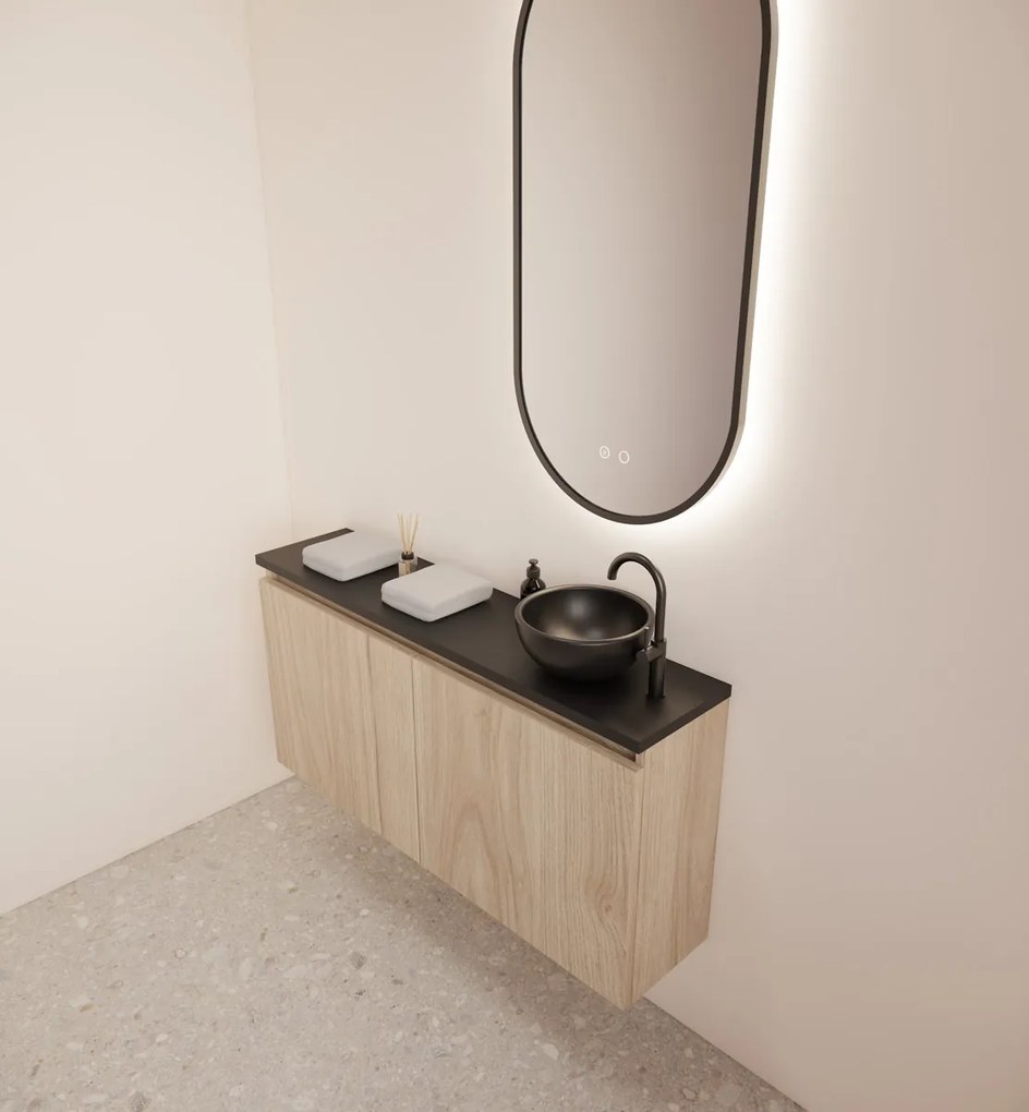 Gliss Design Echo toiletmeubel 100cm kastanje met toppaneel zwart mat