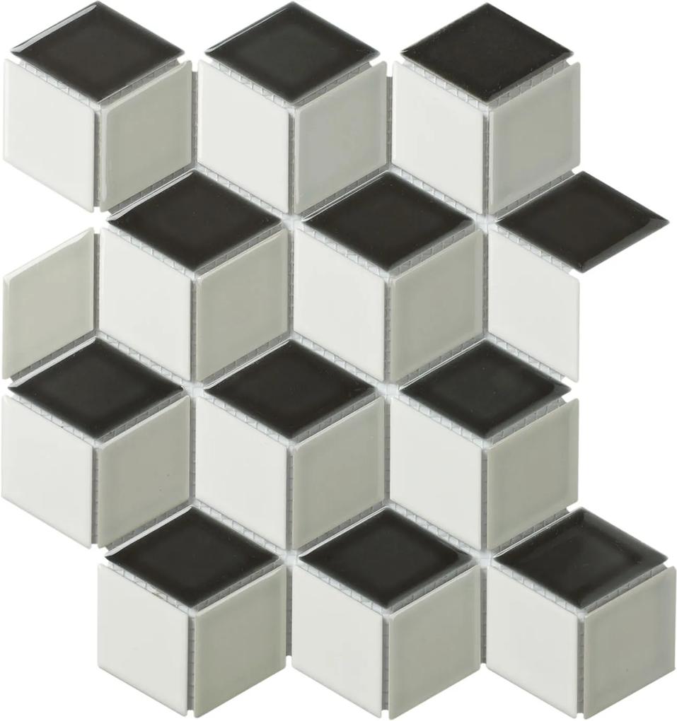 Mozaiek Paris Cubic Wit/Grijs/Zwart Mix 4,8x8,1
