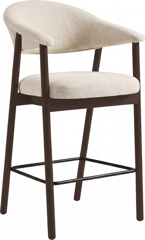 GARDA crème beige (stof Harmony 110) / eiken dark espresso - GESTOFFEERDE BARKRUK VOOR KEUKEN/BAR
