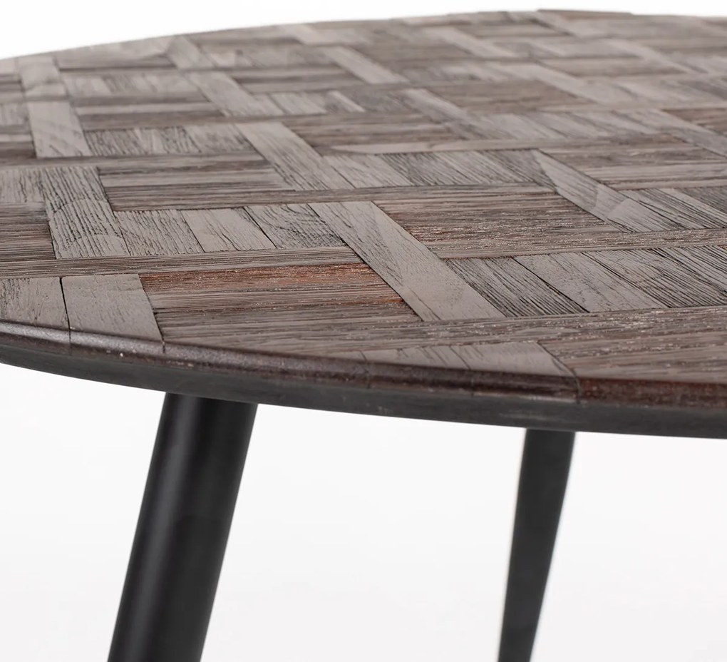 Ronde Eettafel Donker Teak Hout - 108 X 108cm.