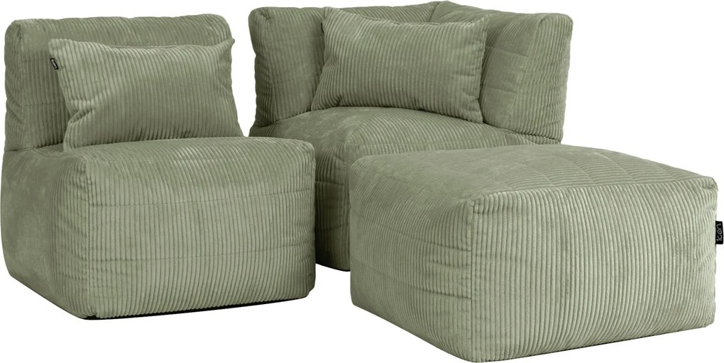 Noa Modulaire Zitzak Zitzak Corduroy - 3-delig - Saliegroen