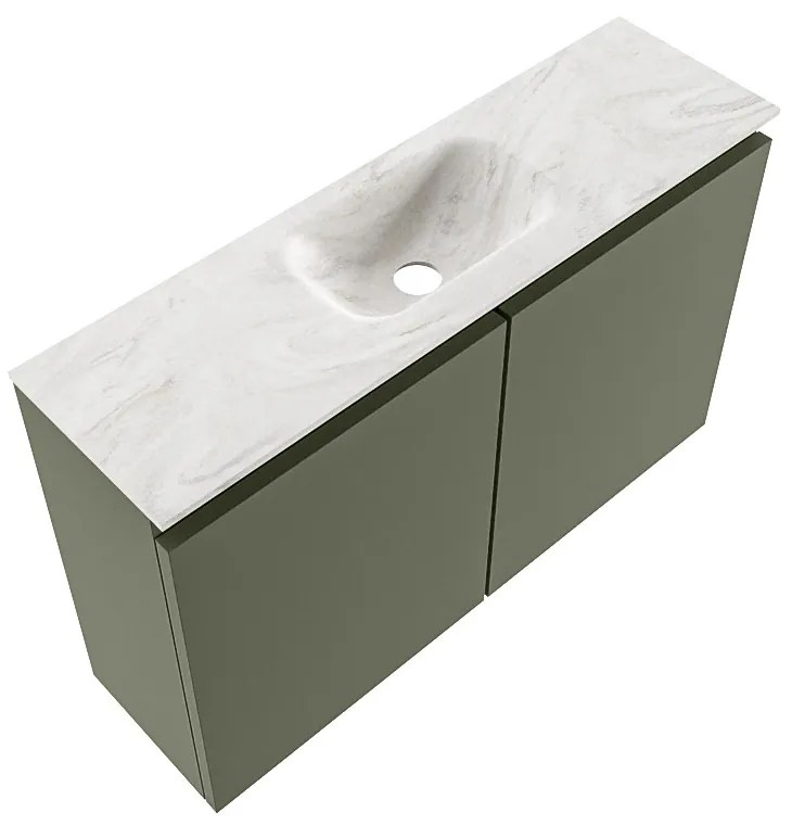 Mondiaz Ture DLux toiletmeubel 80cm army met wastafel ostra midden met kraangat