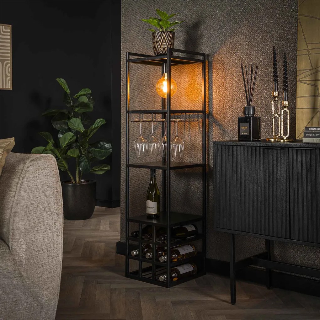 Metalen Wijnrek Met Lamp