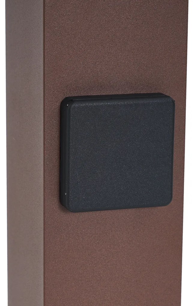 Industrieel buiten paaltje roestbruin met smoke glas 70cm met schemersensor IP44 - Denmark