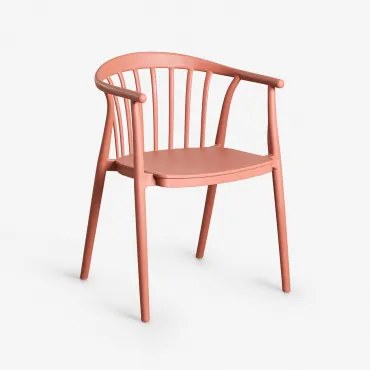 Stapelbare Eetkamerstoelen Set Van 6 Met Armleuningen In Ivoorkleurig Polypropyleen Terracota - Sklum