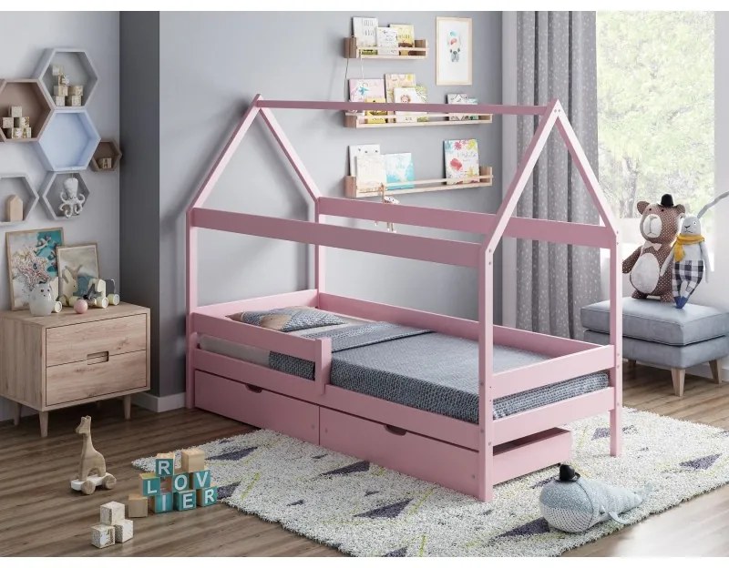 Peuter Roze Canopy House-vormig eenpersoonsbed - Teddy 5056231749046 Children's Beds Home, 180x80, Twee kleine, Schuimmatras van 9 cm Children's Beds