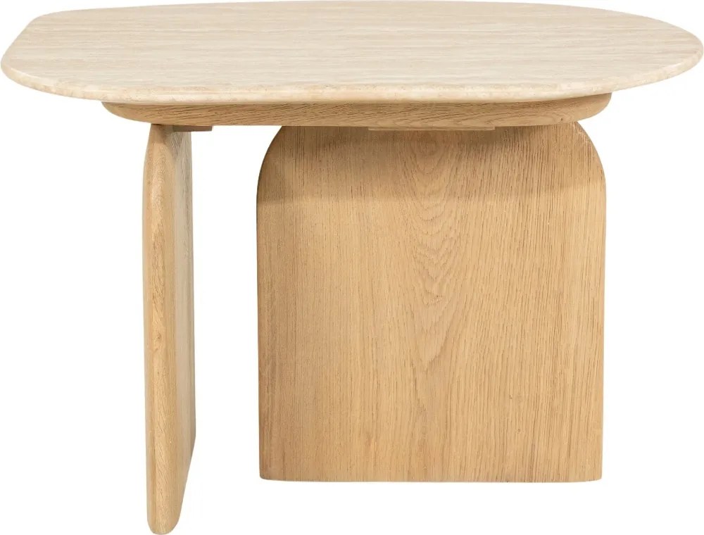 Ovale Bijzettafel Travertin - 60 X 38cm.